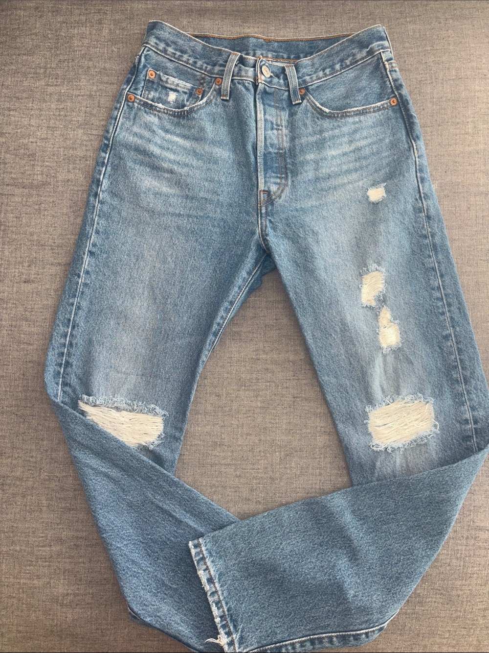 Levi's Light Blue Distressed Straight Jeans